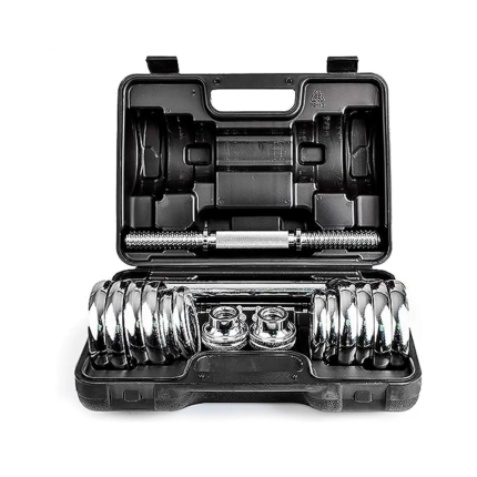 Maletín de discos y barras cromadas de 30 kg